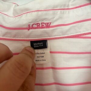 J. Crew Pink and White Button-Up Blouse
